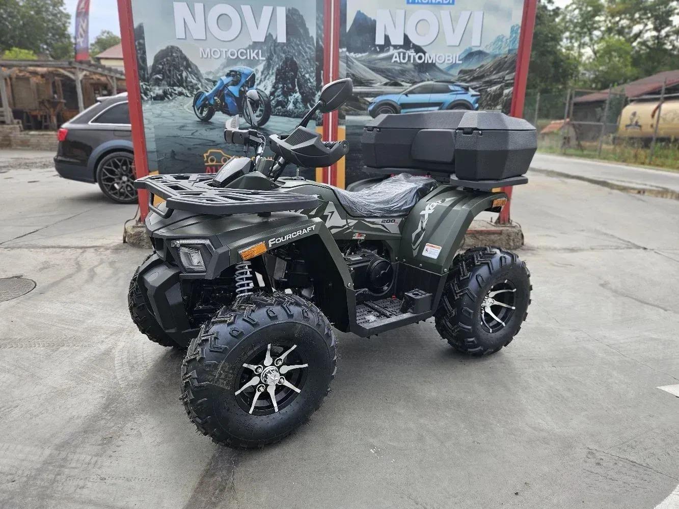 Tao Motor Shark 200 ATV u maslinastoj boji sa zadnjim koferom